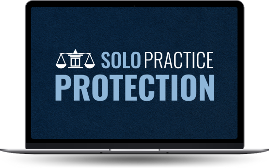 Laptop with Solo Practice Protection Logo